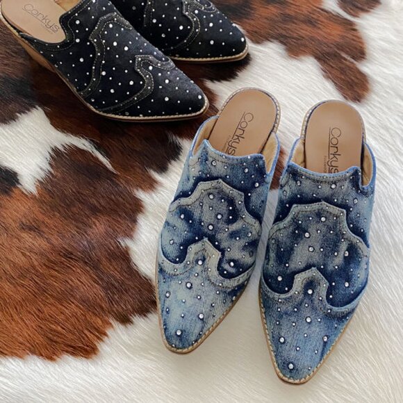 Corkys Blue Washed Denim Tex Mex Slip-On Booties - Picture 5 of 5